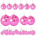 Mini Pink Disco Ball Ornaments: 28 Pack Hanging Disco Balls Decorations