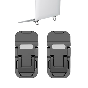 mini portable laptop stand for desk computer keyboard stand - zinc alloy keyboard riser with 2 adjustable angles foldable invisible laptop riser for macbook dell hp lenovo and more black
