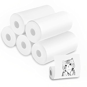 mini portable thermal printer  bluetooth pocket printer for kids amp adults 57mm inkless photo amp label printer with 1 roll prints bampw notes stickers amp photos printer paper rollpack of 5