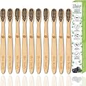 Mini Storify - Natural &amp; Organic Bamboo Wooden Toothbrush for Kids - Pack of 10 - Wood Tooth Brushes for Teeth with Activated Charcoal and Biodegradable Handle/Soft Bristles/Eco-Friendly/BPA Free