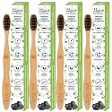 Natural&amp;Bamboo Wooden Manual Toothbrush For Adults-Pack Of 4-Wood Tooth Brushes For Teeth With Activated Charcoal&amp;Biodegradable Handle/Soft Bristles/Eco-Friendly/Bpa Free