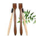 2. Kids Bamboo Manual Tooth Brush-Charcoal Soft Bristles,Natural,Oral Cleaning,Eco-Friendly|2.Pure Neem Wood Tongue Cleaner/Tongue Scraper For Adults&amp;Kids(Pack Of 4)