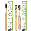 Bamboo Manual Toothbrush for adults &amp; kids with Dual Charcoal Black Soft with antibacterial and biodegradable Bamboo Handle