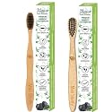 Bamboo Toothbrush for 1 Adults &amp; 1 Kids,Manual,Charcoal Activated Soft Bristles, Biodegradable &amp; Anti-Bacterial, Eco-friendly &amp; Natural (Pack of 2)
