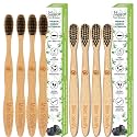 Compostable Bamboo Toothbrush With Ultra-Soft Charcoal Activated Bristles, 100% Natural &amp; Eco-Friendly (Pack Of 8), Manual, Adult