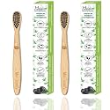 Natural&amp;Organic Bamboo Wooden Toothbrush For Kids-Pack Of 2-Wood With Activated Charcoal &amp; Biodegradable Handle/Soft Bristles/Eco-Friendly/Bpa Free,Manual