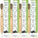 Natural&amp;Organic Bamboo Wooden Toothbrush For Kids-Pack Of 4-Wood With Activated Charcoal&amp;Biodegradable Handle/Soft Bristles/Eco-Friendly/Bpa Free,Manual