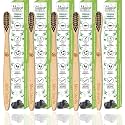 Natural&amp;Organic Bamboo Wooden Toothbrush For Kids-Pack Of 5-Wood With Activated Charcoal&amp;Biodegradable Handle/Soft Bristles/Eco-Friendly/Bpa Free,Manual
