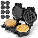 Mini Waffles Maker with 8 Removable Plates, 4 in 1 Double Small Waffle Maker Mini- Waffle, Heart Waffle, Griddle, Donut, 5" Non Stick Waffle Iron for Family
