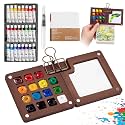 Mini Watercolor Paint Set, Mini Paint Palette Travel Kit, Pocket Artist Watercolor Travel Set Colors, Sketchbook, Brush, Metal Clip, for Beginners, Artists, Enthusiasts (15 Grids, 24 Colors)