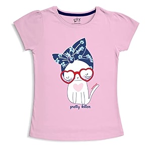 minicult Girls Half sleeeves Cotton Tshirt with