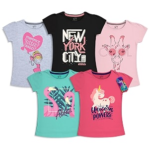 minicult Girls Half sleeeves Cotton Tshirt with