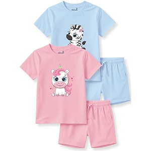 minicult kids kids cotton shorts and matching tshirt coord clothing set with cute prints clothing set 200gsm cotton fabricpack of 2