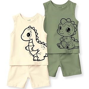 minicult kids kids cotton shorts and matching tshirt coord clothing set with cute prints clothing set 200gsm cotton fabricpack of 2