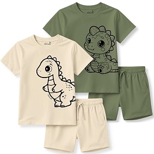 minicult kids kids cotton shorts and matching tshirt coord clothing set with cute prints clothing set 200gsm cotton fabricpack of 2