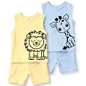 minicult kids Kids Cotton Shorts and Matching Tshirt Coord clothing set with Cute Prints Clothing Set (200gsm Cotton Fabric)(pack of 2)