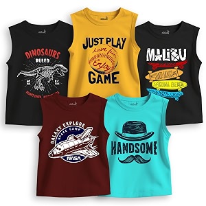 minicult printed cotton jersey vest for boys and girls multicolor