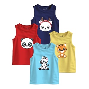 minicult unisex cotton baby vest pack of 4 multicolor