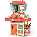 MiniExplorer Kitchen Set for Kids, Big Kitchen Playset with Sound &amp; Light and Cooking Stove,44 Pcs Toy Kitchen Accessories with Running Water, Pretend Play Cooking Set for Girls Boys Ages 3+