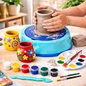 MiniExplorer Pottery Wheel Kit for Kids – DIY Battery Operated Pottery Making and Painting Set with Clay, Sculpting Tools, Arts and Crafts Toy for Boys Girls Age 5+, Creative Activity Gift