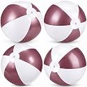 MiniInflat 4 Pack Pastel Beach Balls,Deep Red & Matte White,16 Inch