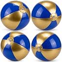 MiniInflat 4 Pack Pastel Beach Balls,Blue &amp; Gold Video Game Color,16 Inch