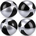MiniInflat 4 Pack Pastel Beach Balls,Silver Gray & Black,16 Inch