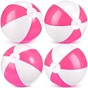 MiniInflat 4 Pack Pastel Beach Balls,Pink & White,16 Inch