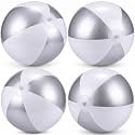 MiniInflat 4 Pack Pastel Beach Balls,Silver Gray & White,16 Inch