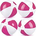 MiniInflat 4 Pack Pastel Beach Balls,Hot Pink & White,16 Inch