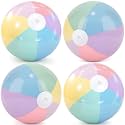MiniInflat 4 Pack Pastel Beach Balls,6-Color Macaron,16 Inch