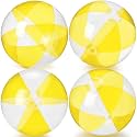 MiniInflat 4 Pack Pastel Beach Balls,Clear Yellow &amp; Clear,16 Inch