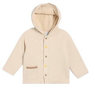 miniklub baby boys hooded full sleeves knitted cotton jacket pack of 1 beige 0-3m
