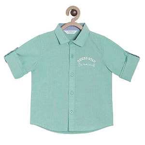 miniklub boys white regular fit printed casual shirt