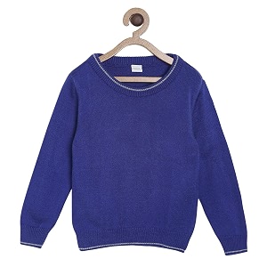 miniklub Boys Blue Solid Pullover Sweater