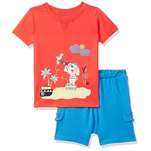 miniklub Boys Red Blue Printed T-Shirt