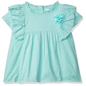 miniklub Girls Green Solid A-Line Pure Cotton