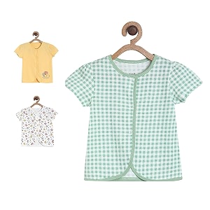 miniklub girls pack of 3 printed round neck pure cotton t-shirt