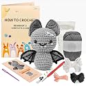 minimal beee Bat Crochet Kit for Beginners - DIY Halloween Craft Gift with Animal Yarn, Easy Knitting Supplies for Adults, Complete Starter Crochet Set with Needles &amp; Instructions