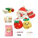 minimal beee Beginner Crochet Kit for Christmas– 4-Piece Santa &amp; Stockings Set with Easy Peasy Yarn, Ergonomic Crochet Hooks, Video Tutorials, DIY Holiday Decor for Adults