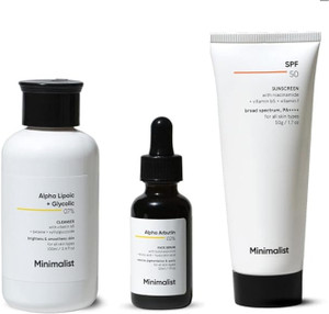 minimalist anti-pigmentation kit skin care routine kit for women and men face wash serum  sunscreen combo