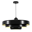Minimalist Black Pendant Light, Mid-Century Modern 3-Tier Hanging Fixture, Adjustable Height Pendant Lamp for Dining Room Industrial Kitchen Island Bar Loft