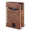 VULKIT Bifold Front Pocket Slim Wallet RFID Blocking Minimalist Thin Leather Credit Card Holder Wallet for Men and Women, Brown, S, Minimalist