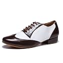Minishion Dancing Shoes for Men 1" Standard Heel Leather Ballroom Dance Shoes