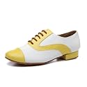 Minishion Dancing Shoes for Men 1" Standard Heel Leather Ballroom Dance Shoes