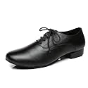Minishion Dancing Shoes for Men 1" Standard Heel Leather Ballroom Dance Shoes