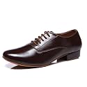 Minishion Dancing Shoes for Men 1" Standard Heel Leather Ballroom Dance Shoes