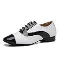 Minishion Dancing Shoes for Men 1" Standard Heel Leather Ballroom Dance Shoes