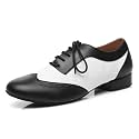 Minishion Dancing Shoes for Men 1" Standard Heel Leather Ballroom Dance Shoes