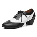 Minishion Dancing Shoes for Men 1" Standard Heel Leather Ballroom Dance Shoes